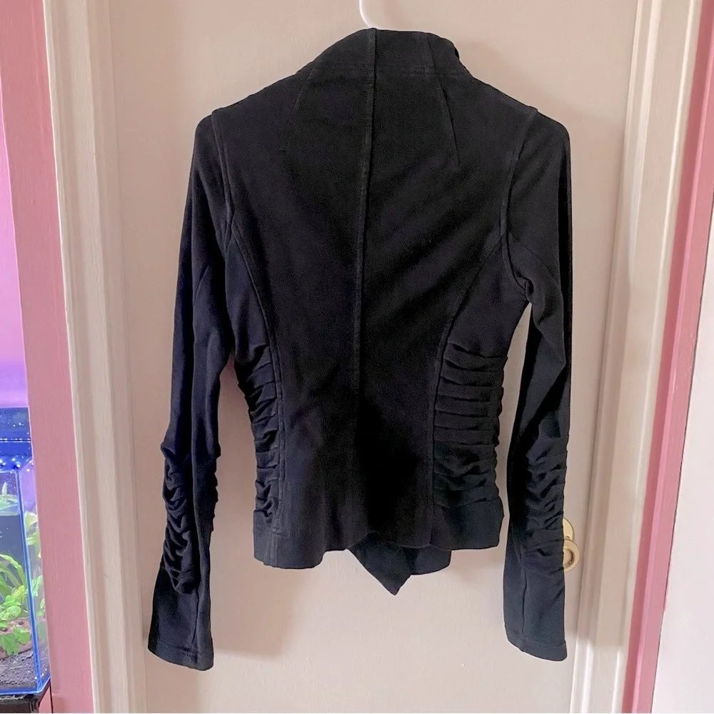 Lululemon Solace Black Athleisure Sweat Jacket with Ruched Sleeves